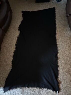 Black Fringe Throw Blanket - 100% Cashmere Handmade in Nepal